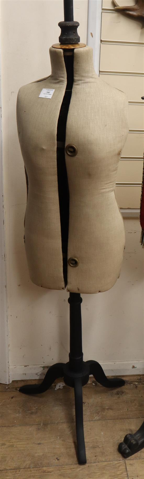 A late Victorian tailors dummy H.169cm